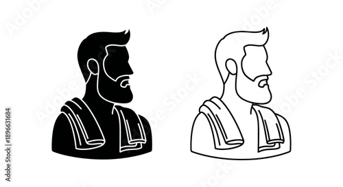 Vintage portrait illustration bearded man Vector