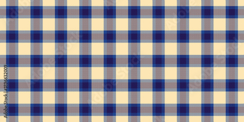 Checked fabric textile texture, popular vector tartan check. Warmth background pattern plaid seamless in moccasin and blue colors.