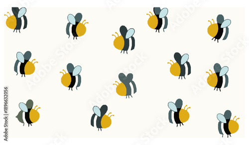 Funny Flying Bee Cartoon Vector for Fashion Print and Apparel Design