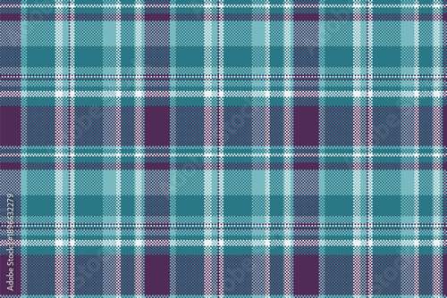 Hounds seamless vector fabric, creation tartan background check. Online pattern plaid texture textile in cyan and purple colors.