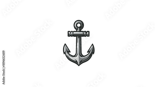 A grayscale illustration of a classic anchor design on a stark white background