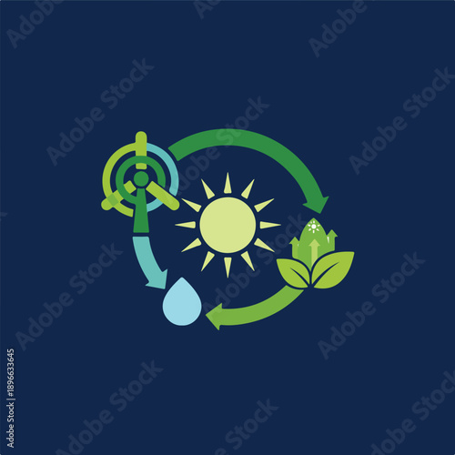 abstract vector illustration of clean energy cycle.eps