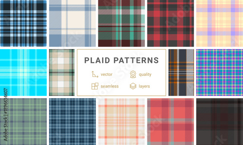 Plaid collection designed for digital wallpapers for desktops. Vector patterns maintain crisp detail at any resolution.