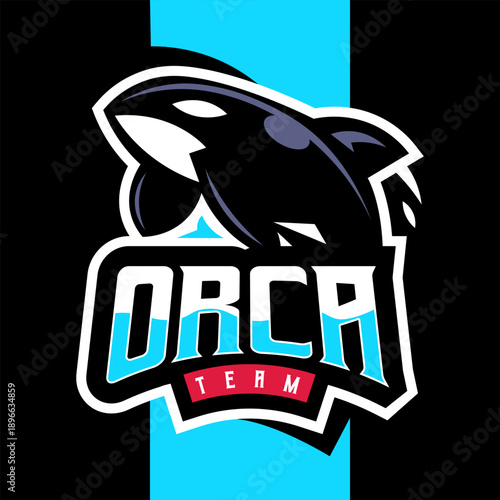 Jumping orca fish logo design for sports team
