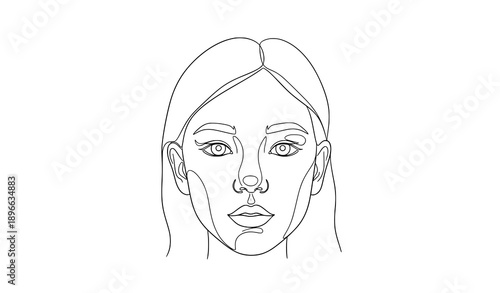 Cute Girl Portrait Outline Vector Illustration