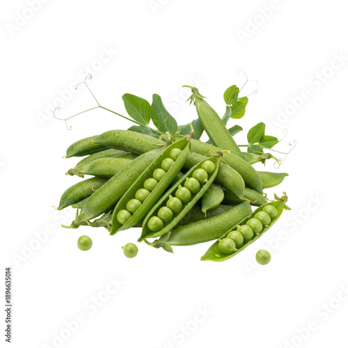 Green pea pods isolated on Transparent Background