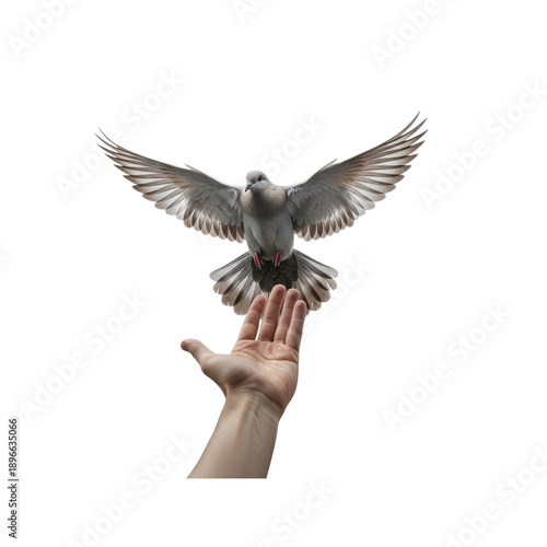 Dove on outstretched hand