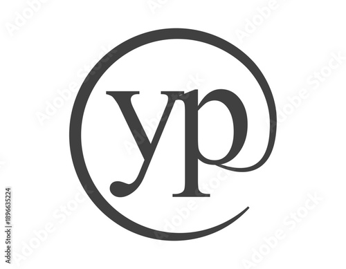 YP logo from two letter with circle shape email sign style. Y and P round logotype of business company