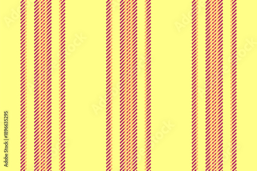 Trimary background vertical stripe, mixed pattern texture textile. Tomance fabric vector lines seamless in yellow and pink colors.