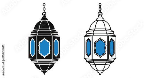 Blue moroccan lantern hanging decorative light Vector