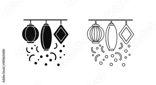 Modern pendant lamps black white design Vector