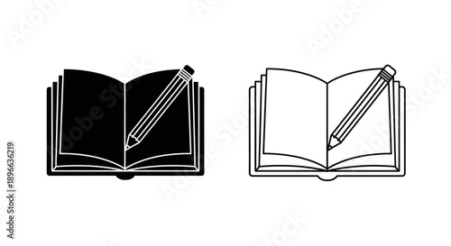 Study icons book pencil education design Vector