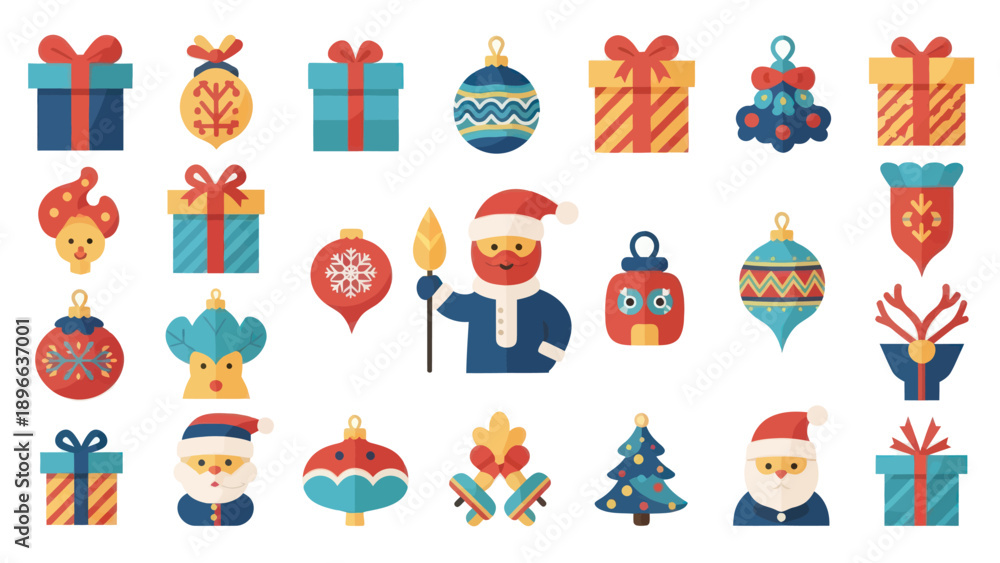 Obraz premium Collection of Christmas and Holiday Themed Ornaments and Gifts.