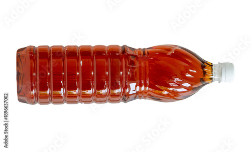 Fish sauce in transparent plastic bottle isolated with clipping path in png file format