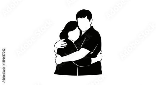 A couple hugging each other in a loving embrace, expressing affection and support.