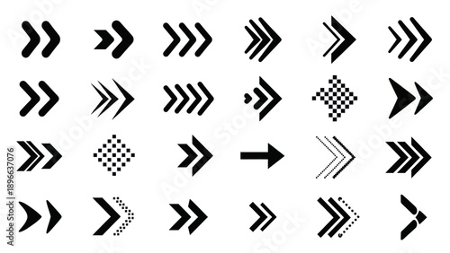 Collection of Diverse Arrow Icons and Symbols for Directional Navigation.