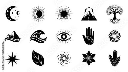 Collection of Mystical Celestial and Nature Symbols.