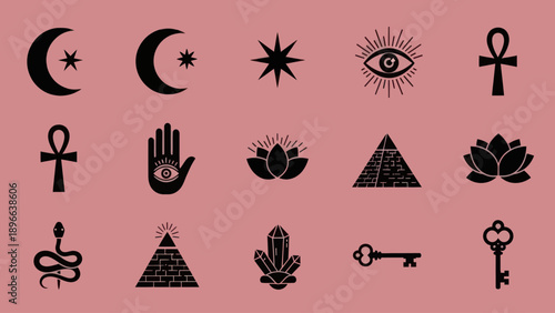 Collection of Mystical and Esoteric Symbols for Spiritual and Occult Themes.