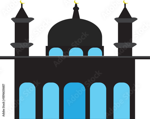 Ramadan Kareem ConceptBlack Mosque Silhouette Isolated on White Background