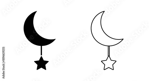 Moon star night sky symbol vector illustration Vector