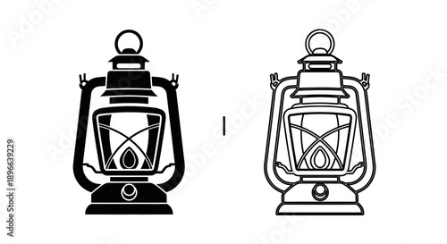 Vintage lantern illustration black white Vector