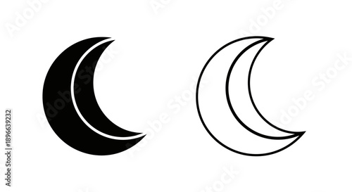 Minimalist crescent moon icons set Vector