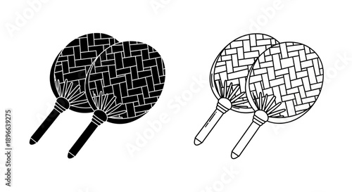 Traditional hand fans asian design illustration Vector