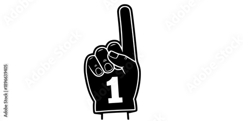 number one foam finger hand silhouette vector icon for sports fan victory design

