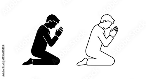 Islamic prayer kneeling muslim prayer illustration Vector
