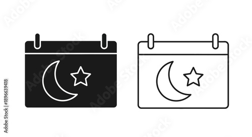 Islamic calendar moon star ramadan symbols Vector