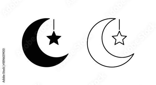 Minimalist crescent moon star vector illustration Vector
