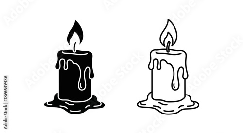 Black and white candle illustration Vector