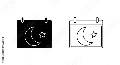 Islamic calendar moon star night sky Vector
