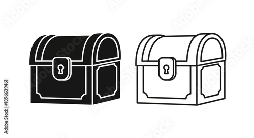 Black and white treasure chest illustration Vector