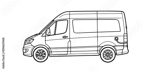 electric van outline vector illustration line art
