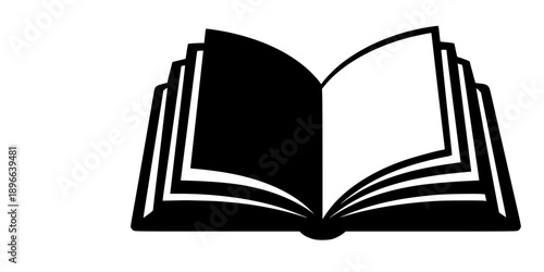 Minimalist black open recipe book silhouette vector icon
