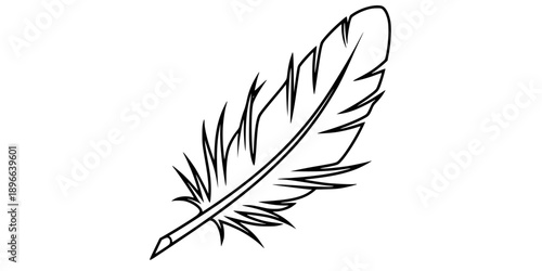 feather outline vector icon line art
