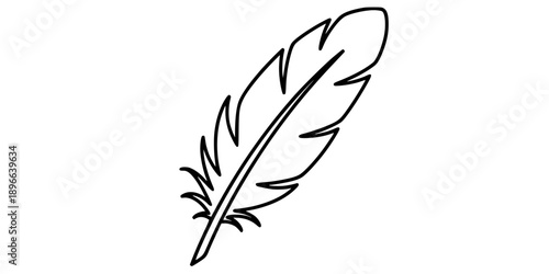 feather outline vector icon line art
