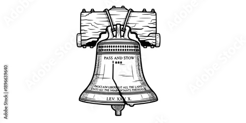 liberty bell line art vector illustration for independence day

