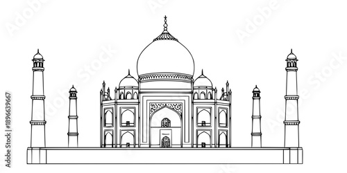 Collection of taj mahal outline vector illustration line art
