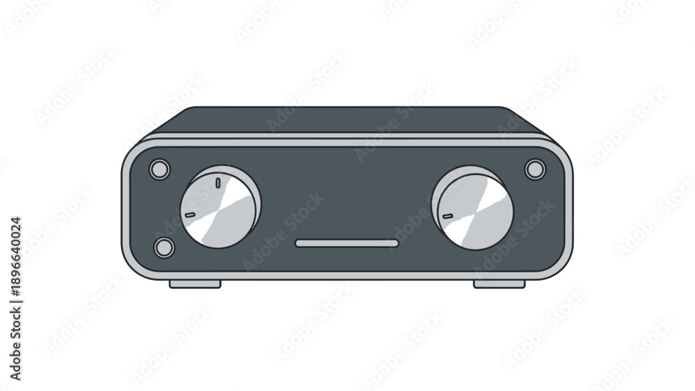 Fototapeta premium Minimalist illustration of a compact audio amplifier with two large knobs
