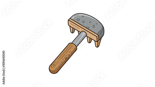 Vibrant Illustration of a Hand Rake Tool for Outdoor Gardening and Soil Cultivation
