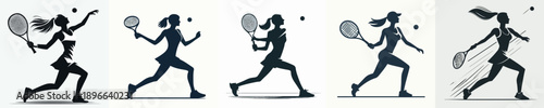  A Silhouette Woman Playing Tennis Vector Illustration