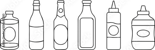 bottle container silhouette collection for beverage and sauce