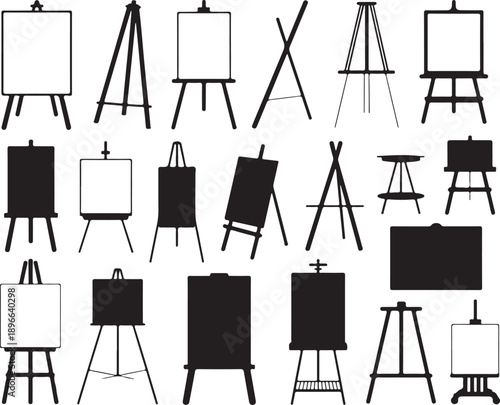 easel and drawing desk silhouettes variety of easel vector