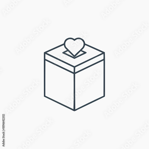 Outline Donation Box with Heart Icon Vector
