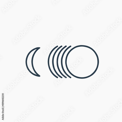 Minimalist Moon Phases Line Art Icon Vector