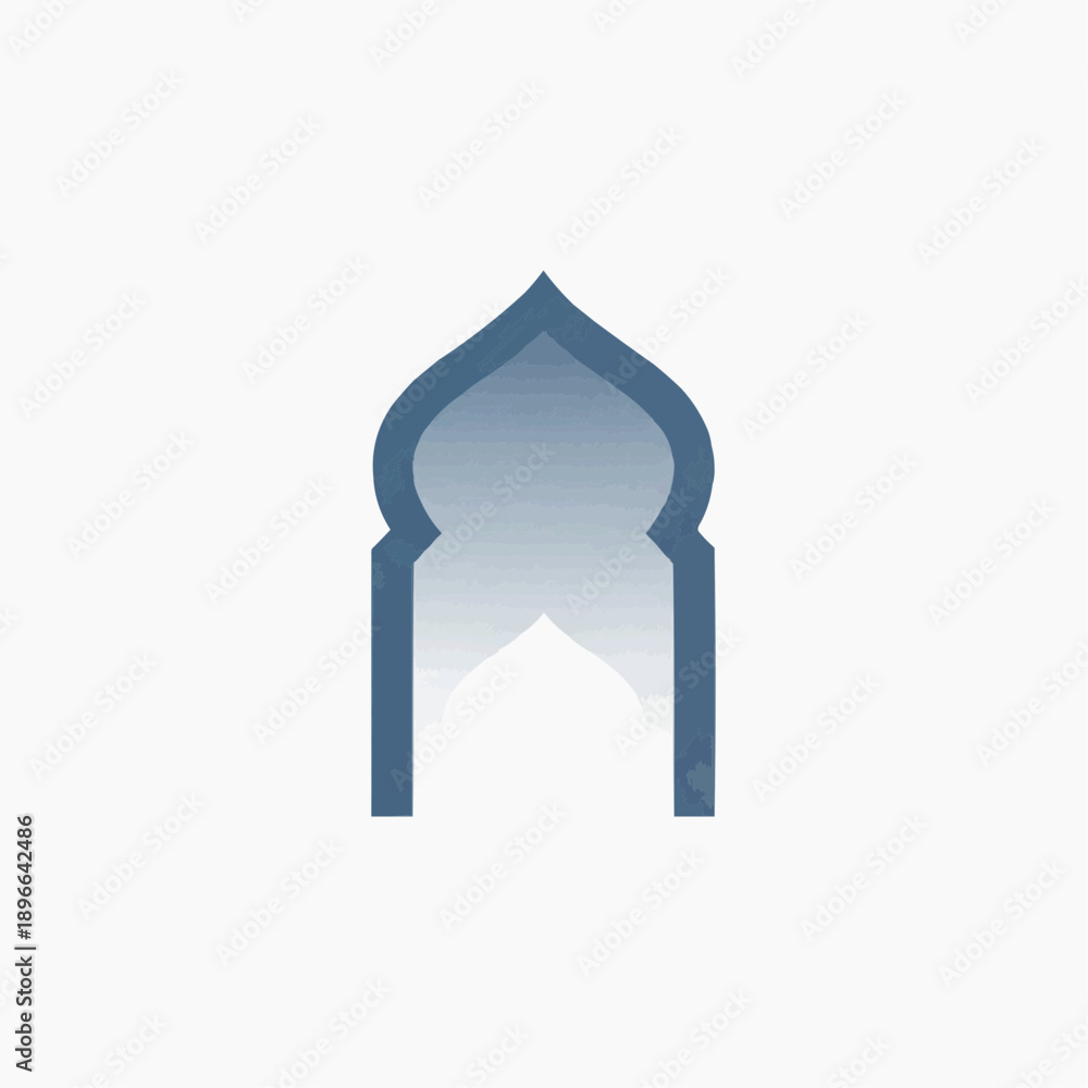 Fototapeta premium Minimalist Islamic Mosque Arch Icon with Blue Gradient