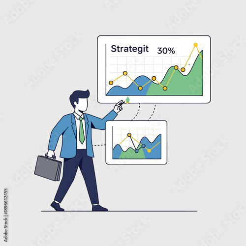 Businessman analyzing financial growth charts