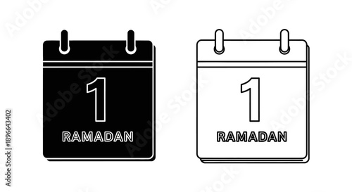 Ramadan calendar design black white islamic Vector